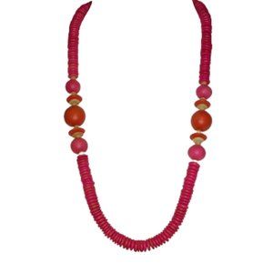 Pink/orange/yellow Wooden bead necklace